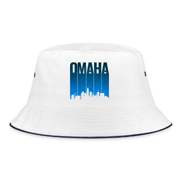 Omaha Skyline Blue Gradient - Bucket Hat - white/navy - Front