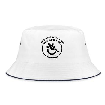 Der Rollstuhl bin nicht ich. # - Bucket Hat - Weiß/Navy - Vorne