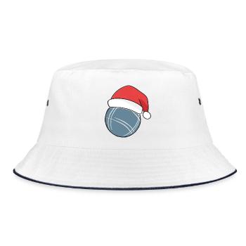 Boule Santa Petanque Outfit für Bouler zum boulen - Bucket Hat - Weiß/Navy - Vorne