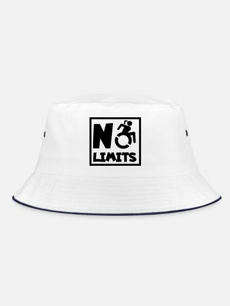 Keine Begrenzung für weibliche Rollstuhlfahrer* - Bucket Hat - Weiß/Navy - Vorne