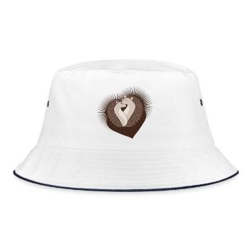 zauberhaftes süßes Igel Paar mit Herz - Bucket Hat - Weiß/Navy - Vorne