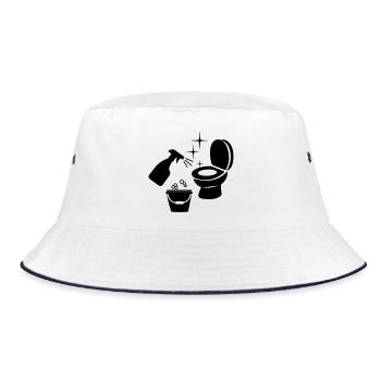 Toilet cleaning with soap and water logo - Bucket Hat - white/navy - Front