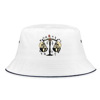 Waage mit Totenköpfen - Bucket Hat - Weiß/Navy - Vorne