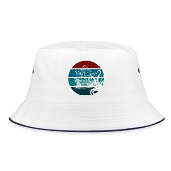 Nautischer Friedenssymbol Ventilator Grafik - Bucket Hat - Weiß/Navy - Vorne