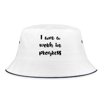I am a work in progress copy # - Bucket Hat - white/navy - Front