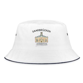 Saarbrücken, Ludwigskirche - Bucket Hat - Weiß/Navy - Vorne