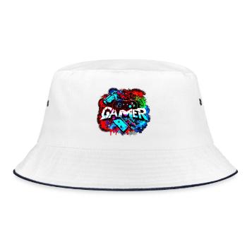 Gamer - gaming & video games - Bucket Hat - white/navy - Front