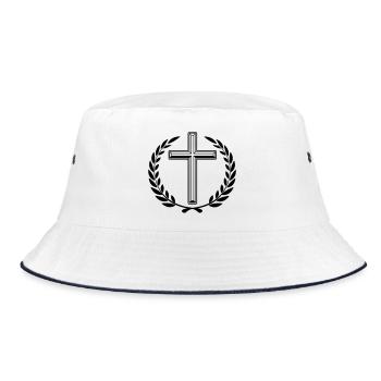 Cross laurel wreath - Bucket Hat - white/navy - Front
