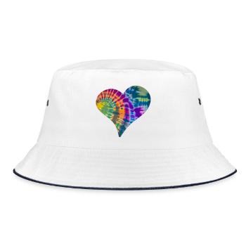 Tie Dye Heart - Bucket Hat - white/navy - Front