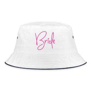 Bride - Braut  - Bucket Hat - Weiß/Navy - Vorne