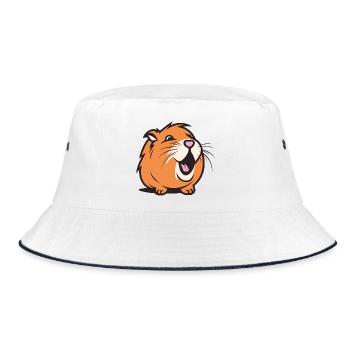 Cheerful Capybara / Guinea Pig / Hamster – Heart - Bucket Hat - white/navy - Front