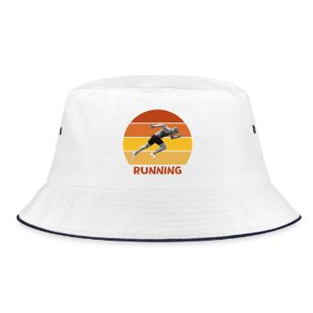 running, running, sprinting - Bucket Hat - white/navy - Front