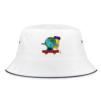 Skater Earth Backpack - Bucket Hat - white/navy - Front