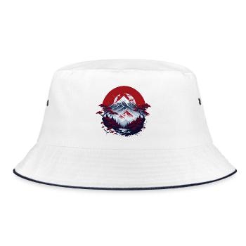 Asian mountain scenery - Bucket Hat - white/navy - Front