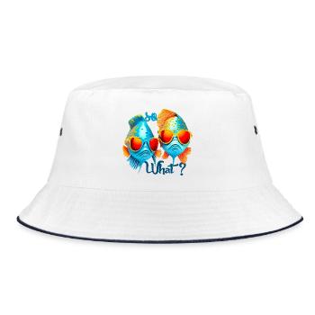 Bunte Fische mit Sonnenbrillen - Bucket Hat - Weiß/Navy - Vorne