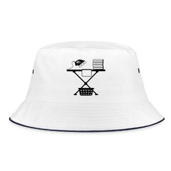 Steam iron iron and laundry basket and laundry - Bucket Hat - white/navy - Front