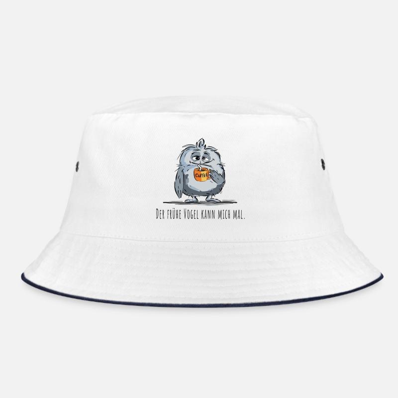 Der frühe Vogel kann mich mal - Kaffee, Spruch - Bucket Hat - Weiß/Navy