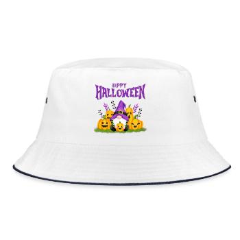 Halloween, Happy Halloween; pumpkin - Bucket Hat - white/navy - Front