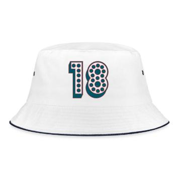 18. 18 YEARS OLD. 18th ANNIVERSARY. BIRTHDAY 18 YEARS. - Bucket Hat - white/navy - Front