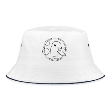 Ente im geometrischen Design - Bucket Hat - Weiß/Navy - Vorne