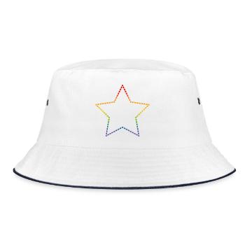 LGBTQI Regenbogen Stern Kontur lgbt csd tshirt - Bucket Hat - Weiß/Navy - Vorne