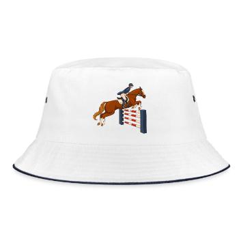Pferd, Reiter, Reiten - Bucket Hat - Weiß/Navy - Vorne
