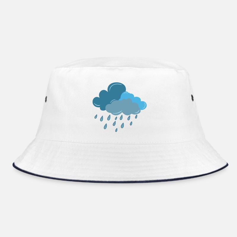 Wolke, Regen, Gewitter - Bucket Hat - Weiß/Navy