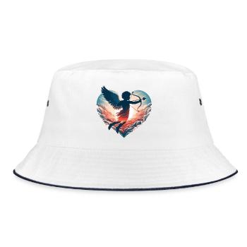 Valentinstags-Amor schießt direkt ins Herz - Bucket Hat - Weiß/Navy - Vorne