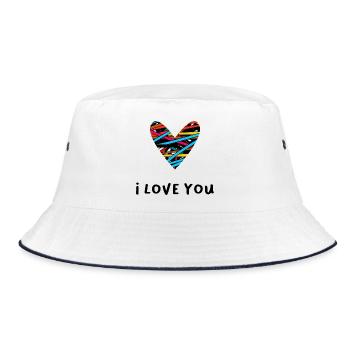 COUPLE. JUST MARRIED. Bachelorette party. VALENTINE'S DAY. MARIES - Bucket Hat - white/navy - Front
