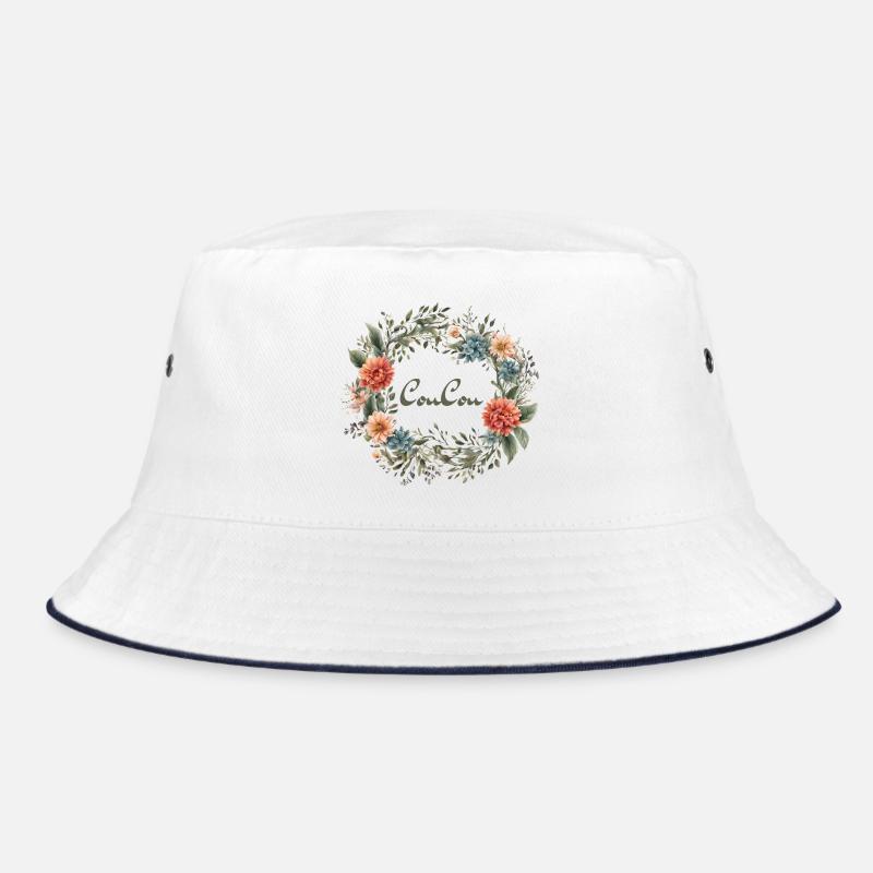 CouCou Flower - Couronne florale - Fleurs - Couronne - Bob - blanc/marine