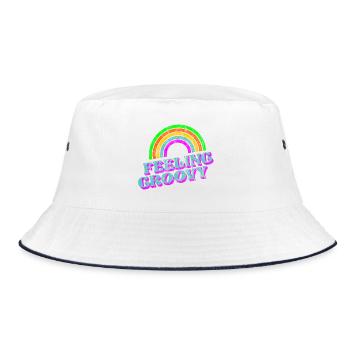 Feeling groovy 70s dicotheque disco music - Bucket Hat - white/navy - Front