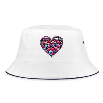 Colorful Heart - Bucket Hat - white/navy - Front