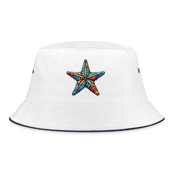Seestern - Bucket Hat - Weiß/Navy - Vorne