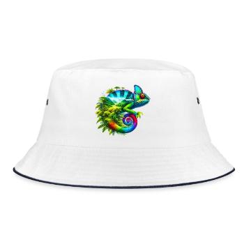 Chamäleon - Bucket Hat - Weiß/Navy - Vorne
