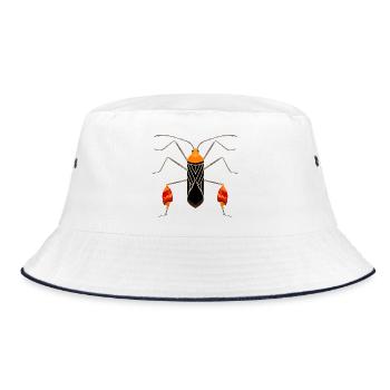 Anisoscelis alipes Blattfußwanze exotisches Insekt - Bucket Hat - Weiß/Navy - Vorne