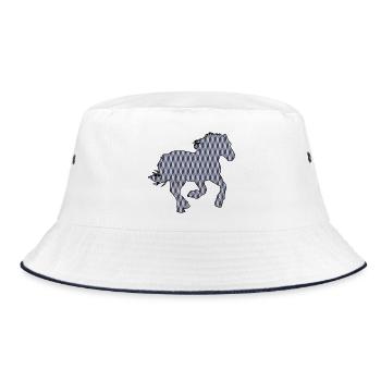 HORSE. COLT. MARE. ANIMAL. ANIMALS. NATURE. - Bucket Hat - white/navy - Front