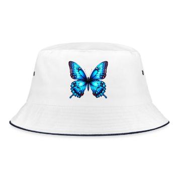 Schmetterling - Bucket Hat - Weiß/Navy - Vorne