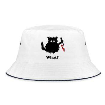 Murder Kitten Sticker - Bucket Hat - white/navy - Front