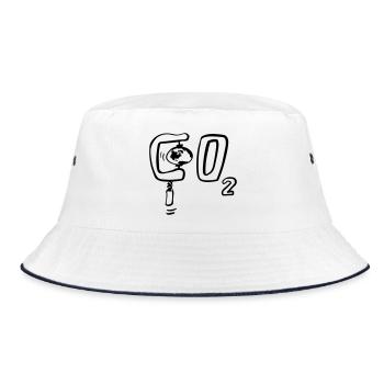 Unter CO2 Druck - Erde im Klimawandel - Bucket Hat - Weiß/Navy - Vorne