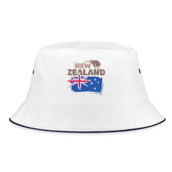Neuseeland Kiwi Illustration Flagge Tier Symbol - Bucket Hat - Weiß/Navy - Vorne