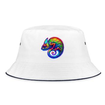 Chamäleon - Bucket Hat - Weiß/Navy - Vorne