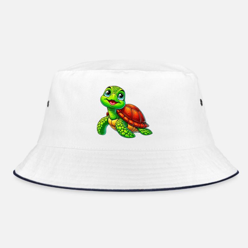 Schildkröte - Bucket Hat - Weiß/Navy