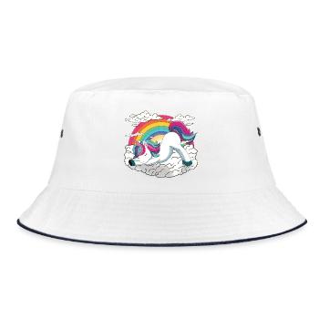 Yogicorn Unicorn im Yoga Flow - Einhorn Meditation - Bucket Hat - Weiß/Navy - Vorne