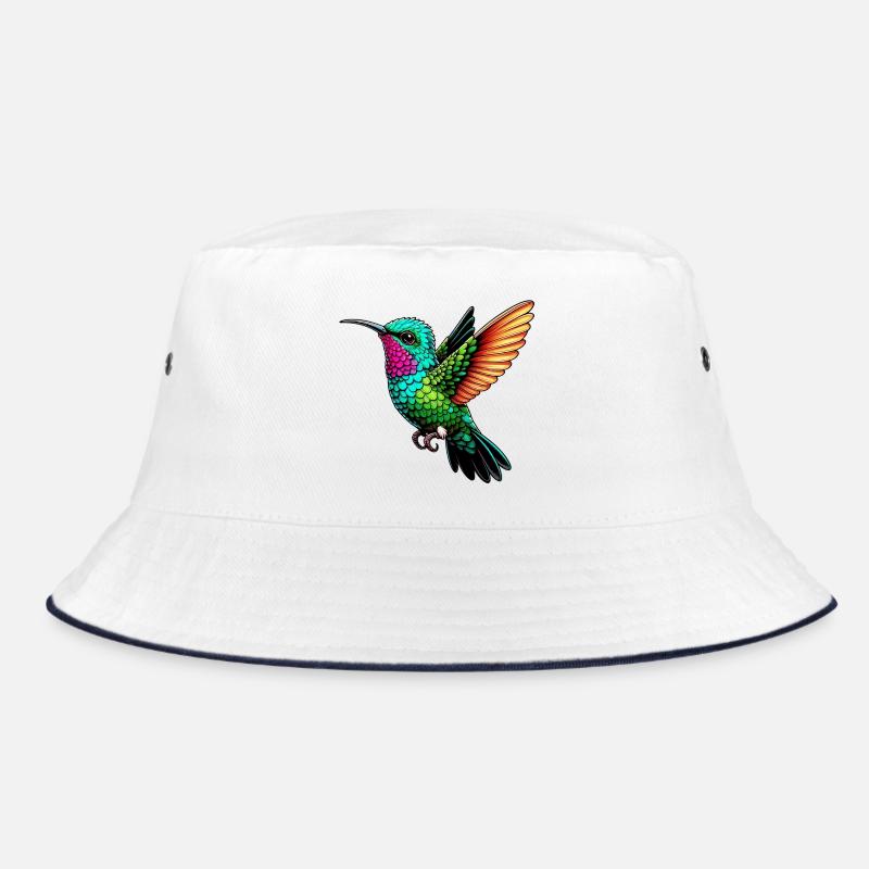 Kolibri - Bucket Hat - Weiß/Navy