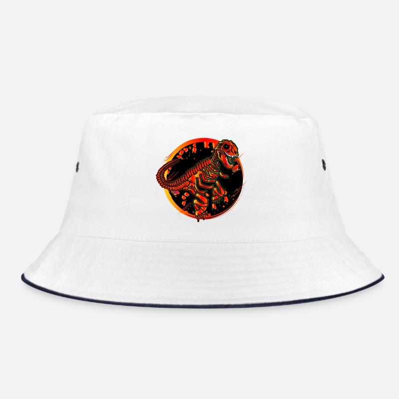 Dinosaur Skeleton Colorful Dino Fossil Patch Bucket Hat