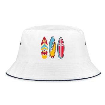 Three pop art surf boards - Bucket Hat - white/navy - Front