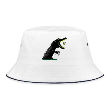 Krokodil Ich Hab Dich Zum Fressen Gern - Bucket Hat - Weiß/Navy - Vorne