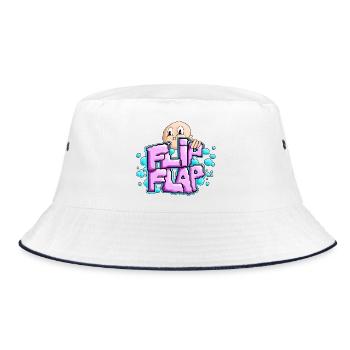 Bubble Graffiti Flip Typografie - Bucket Hat - Weiß/Navy - Vorne