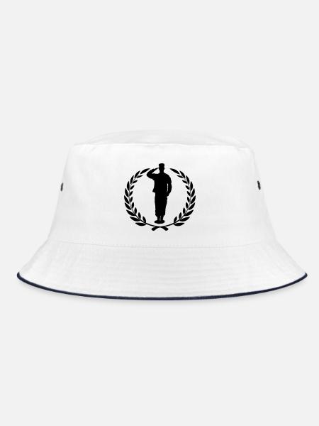 Respect soldier laurel wreath greets - Bucket Hat - white/navy - Front