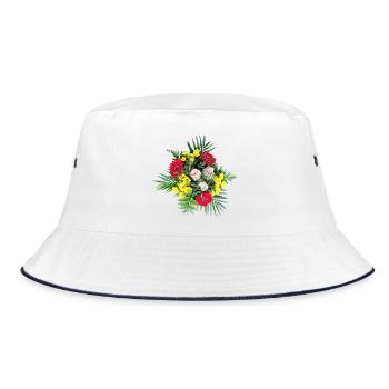 BOUQUET - Bucket Hat - white/navy - Front
